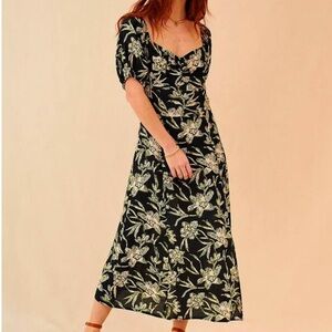GARANCE PARIS PLUMERIA PRINTED MIDI DRESS MEDIUM